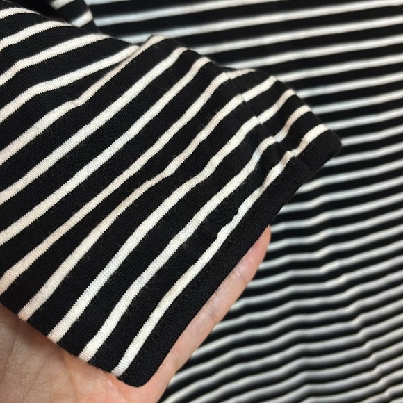 EUC PRADA Stripe Three-Quarter Sleeve Jersey Top women’s black & white size 42/6 - Picture 7 of 10